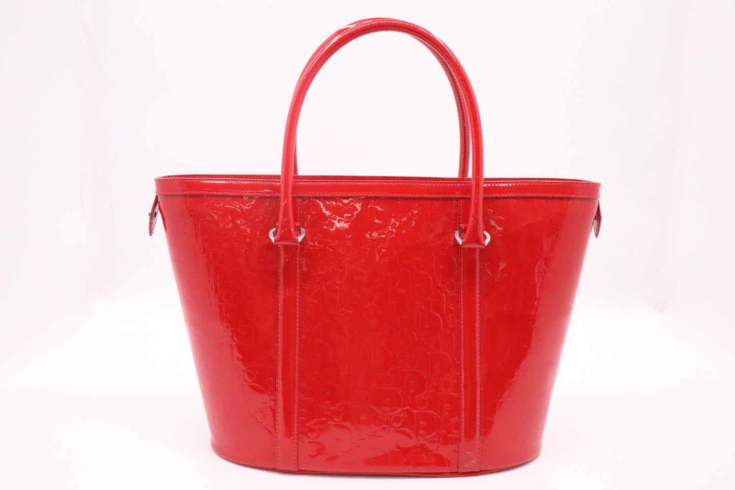 Dior Tote In Oblique Patent Handbag Leather Red Tote Bag