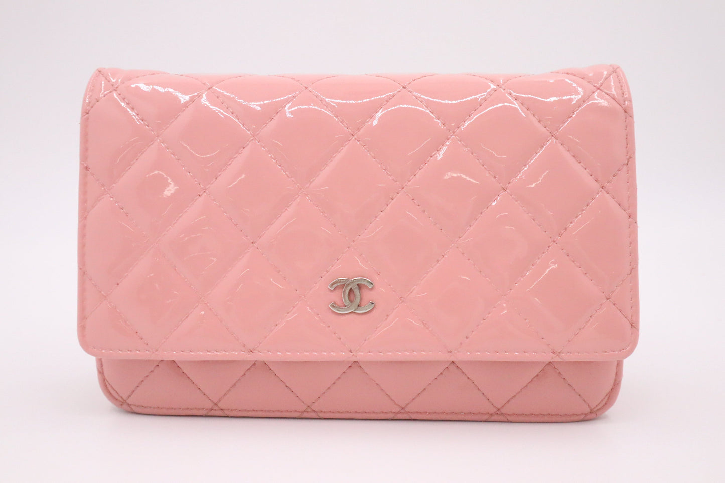 Chanel on Patent Pink Leather Wallet Case