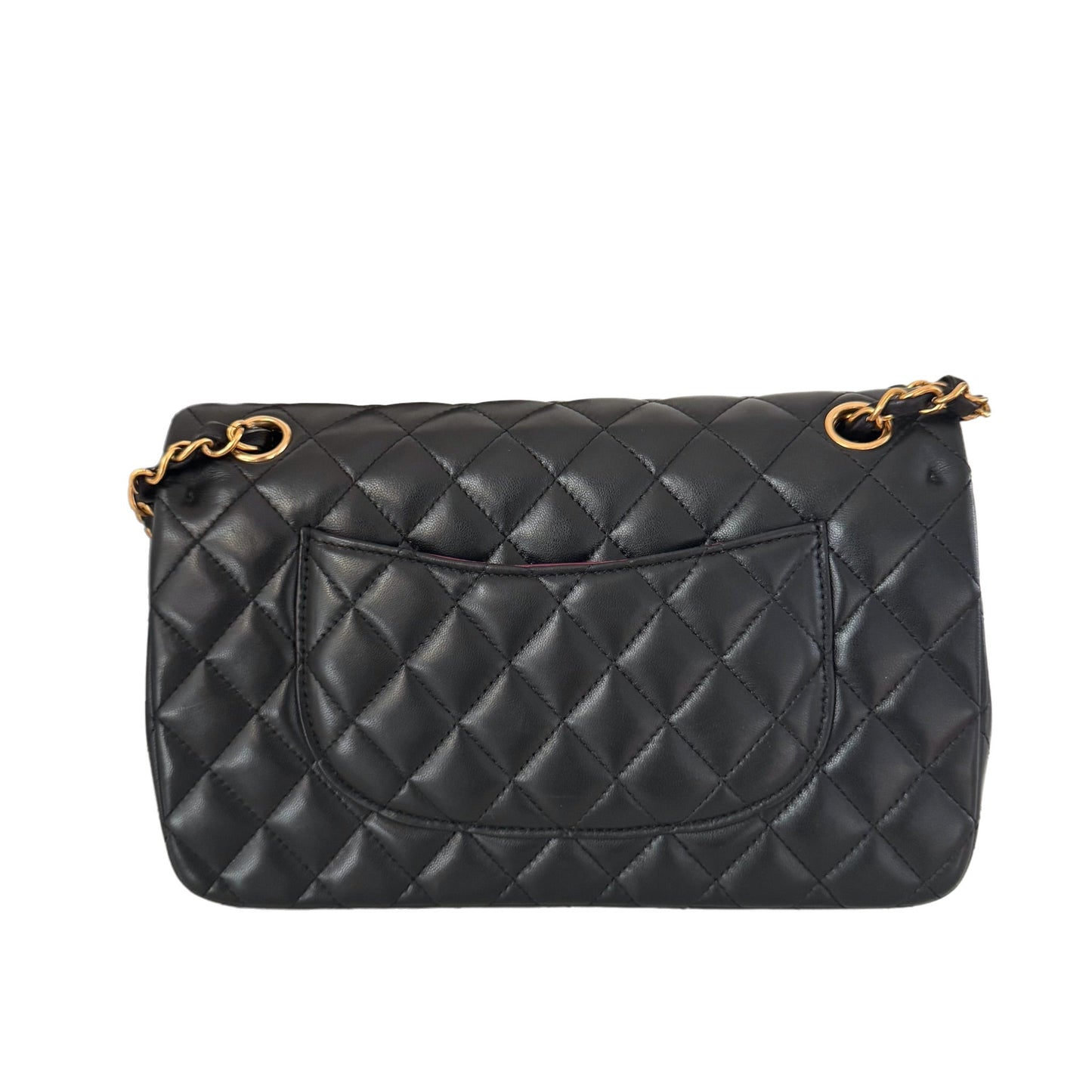 Chanel Classic Flap Lambskin 24k HW Black Gold Leather Handbag