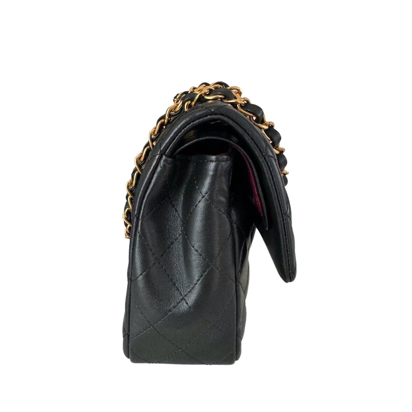 Chanel Classic Flap Lambskin 24k HW Black Gold Leather Handbag