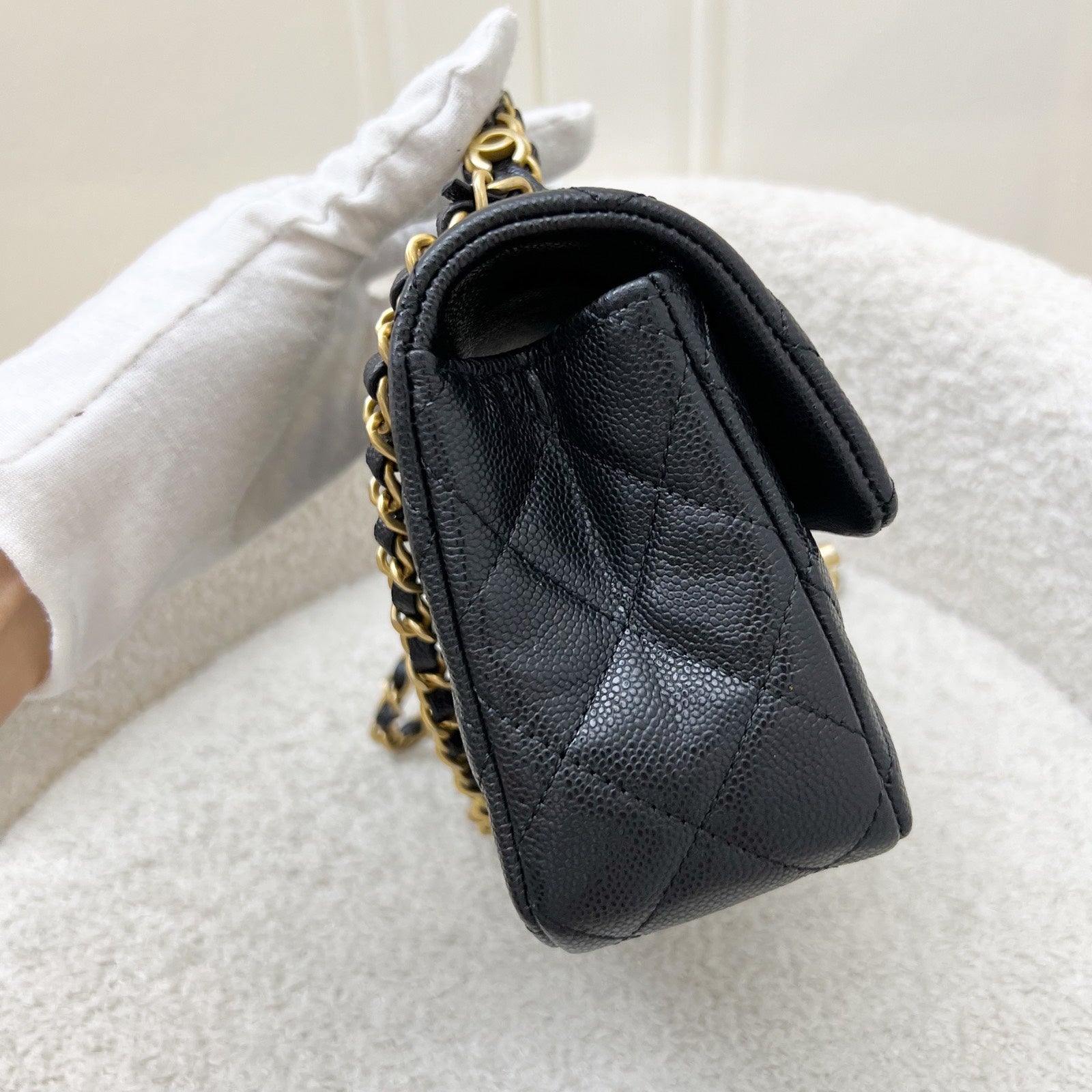 Chanel [brand New] 25B Top Handle Mini Rectangular Flap in Black Caviar and Aghw ( ) Handbag