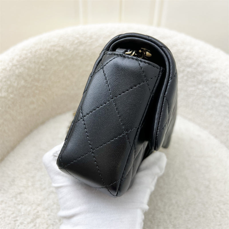 Chanel 24K Extra Mini Rectangle Classic Flap In Black Lambskin And Ghw (model: AS5219)