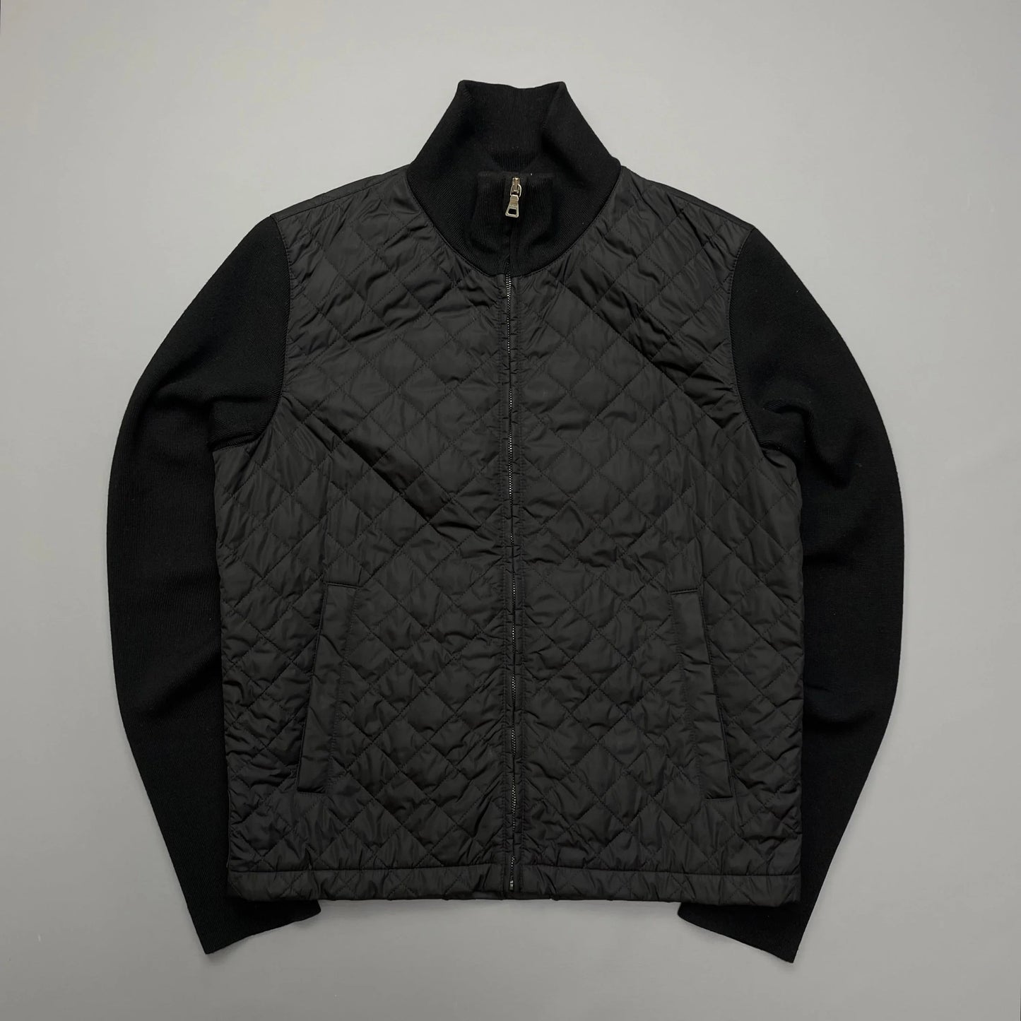 Prada Handbag Sport -Through Knit Jacket Quilted Black Zip