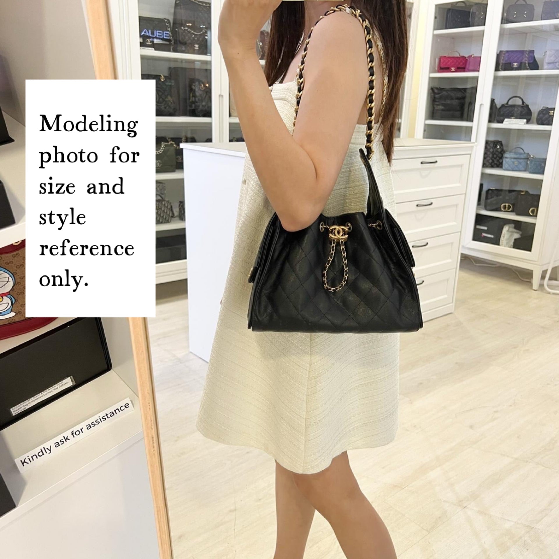 Chanel 25 Small Hobo Bag in Black Caviar and Aghw ( )
