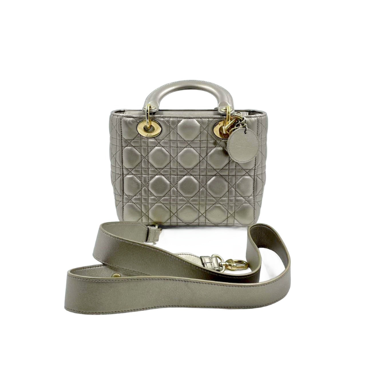 Dior Lady Abc Light Copper Cannage Lambskin Handbag Gold Small Travel Bag