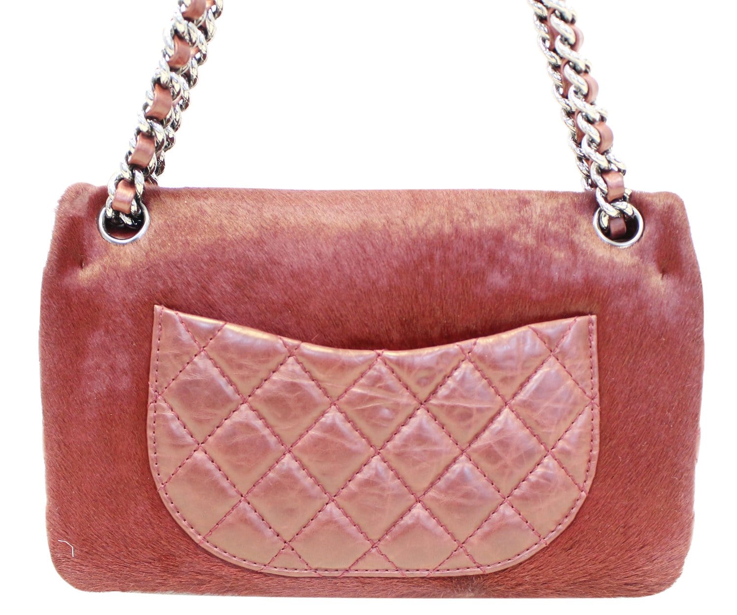 Chanel Burgundy Quilted Pony Hair Double Leather Travel Bag