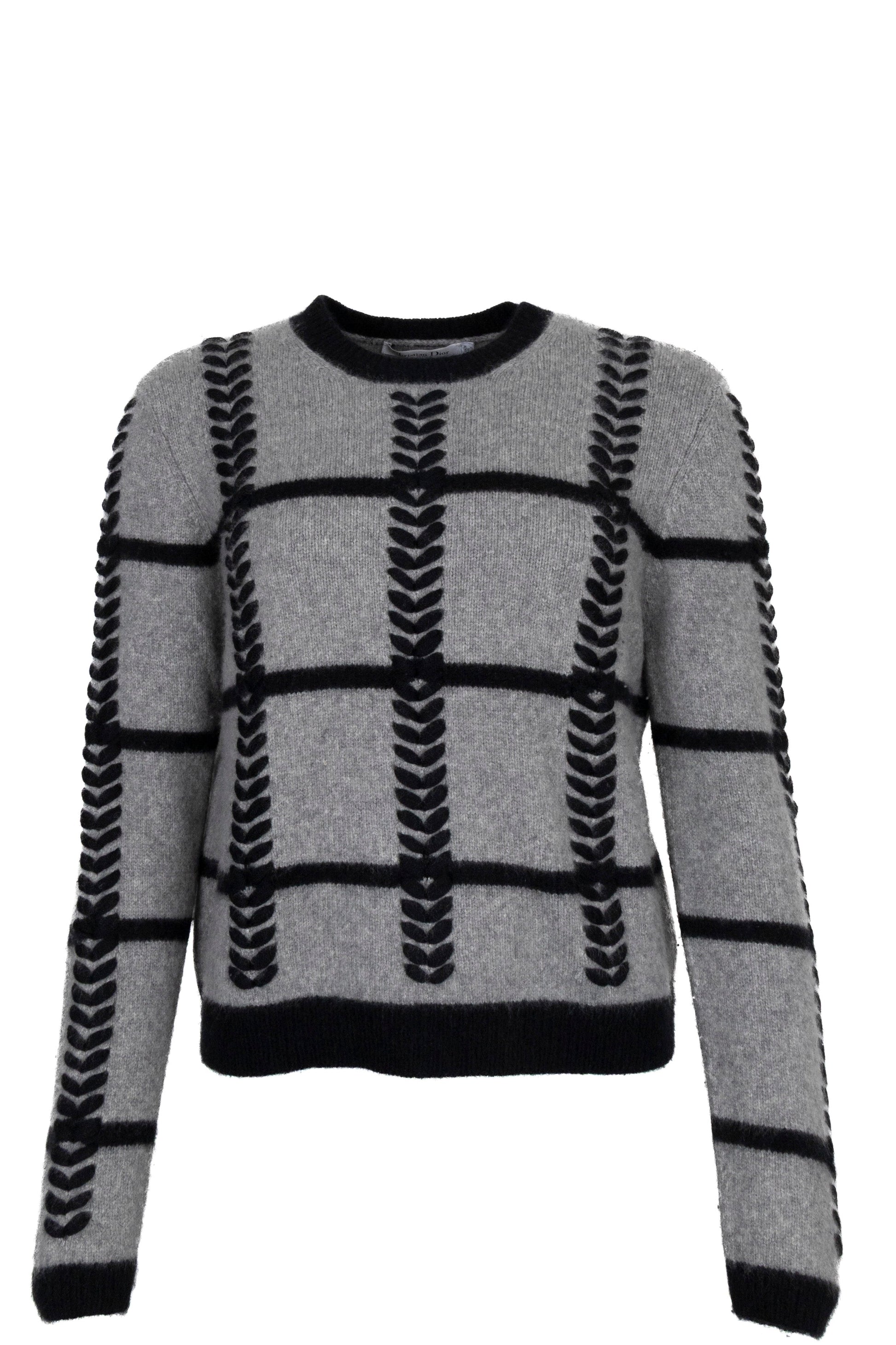 Dior Knit Grey Cashmere Gray Embroidered Handbag