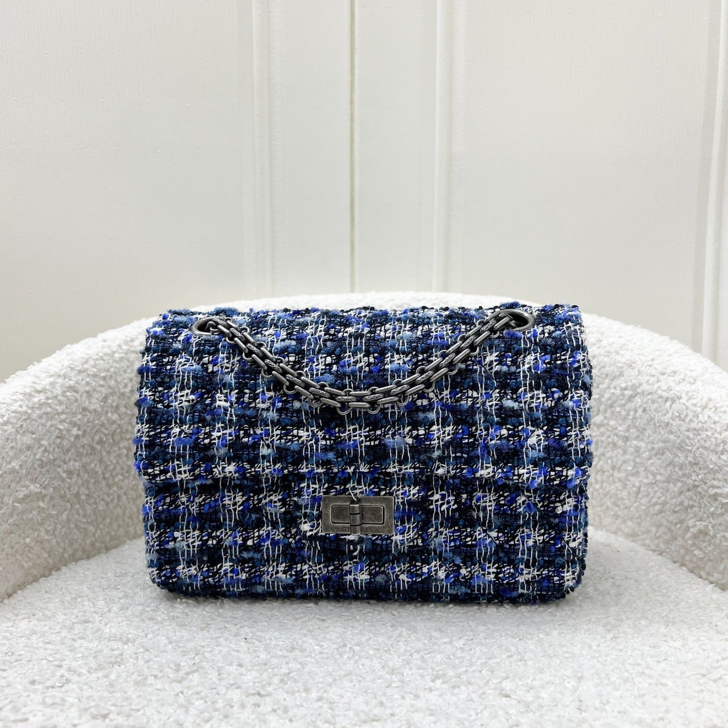 Chanel 2.55 Reissue Mini Flap in 20P Navy / Blue / Black Tweed and Rhw Handbag