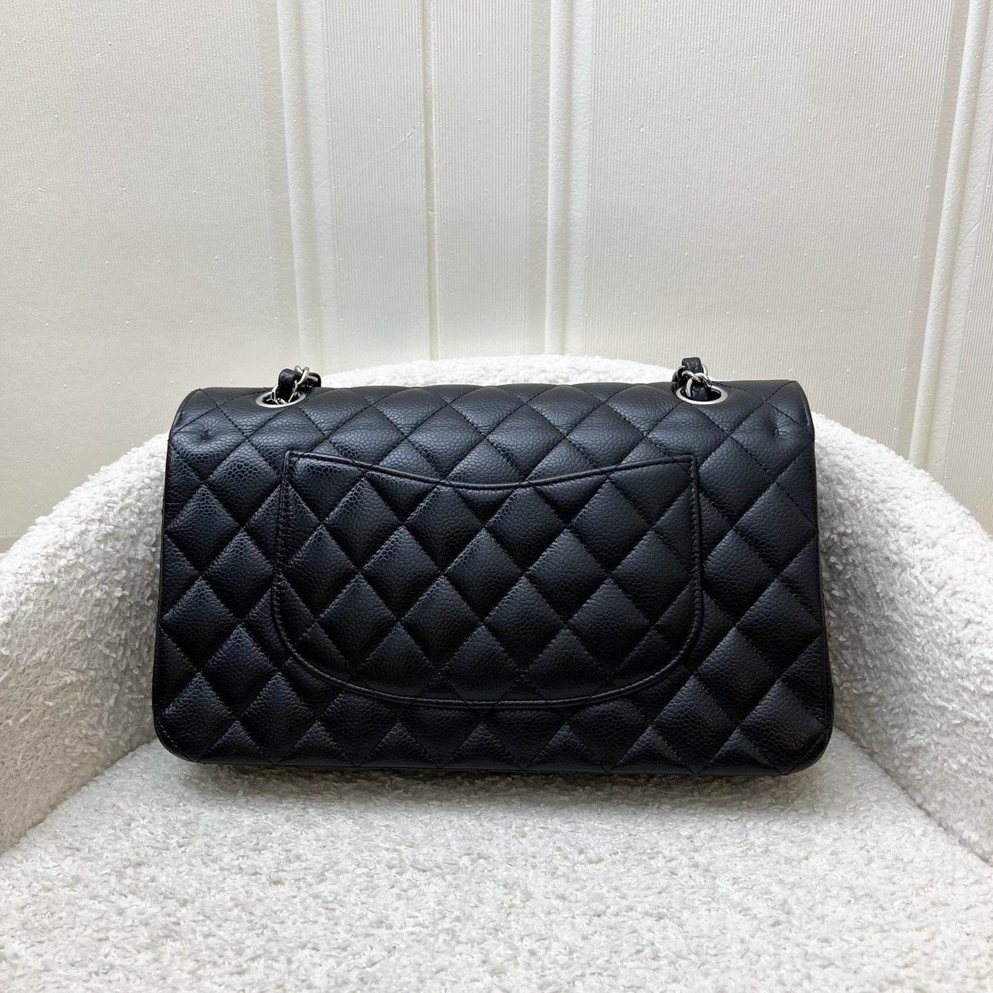 Chanel [Local Full Set - Original Receipt - Jun ] Medium Classic Flap Cf In Black Caviar And Shw ( ) Bag