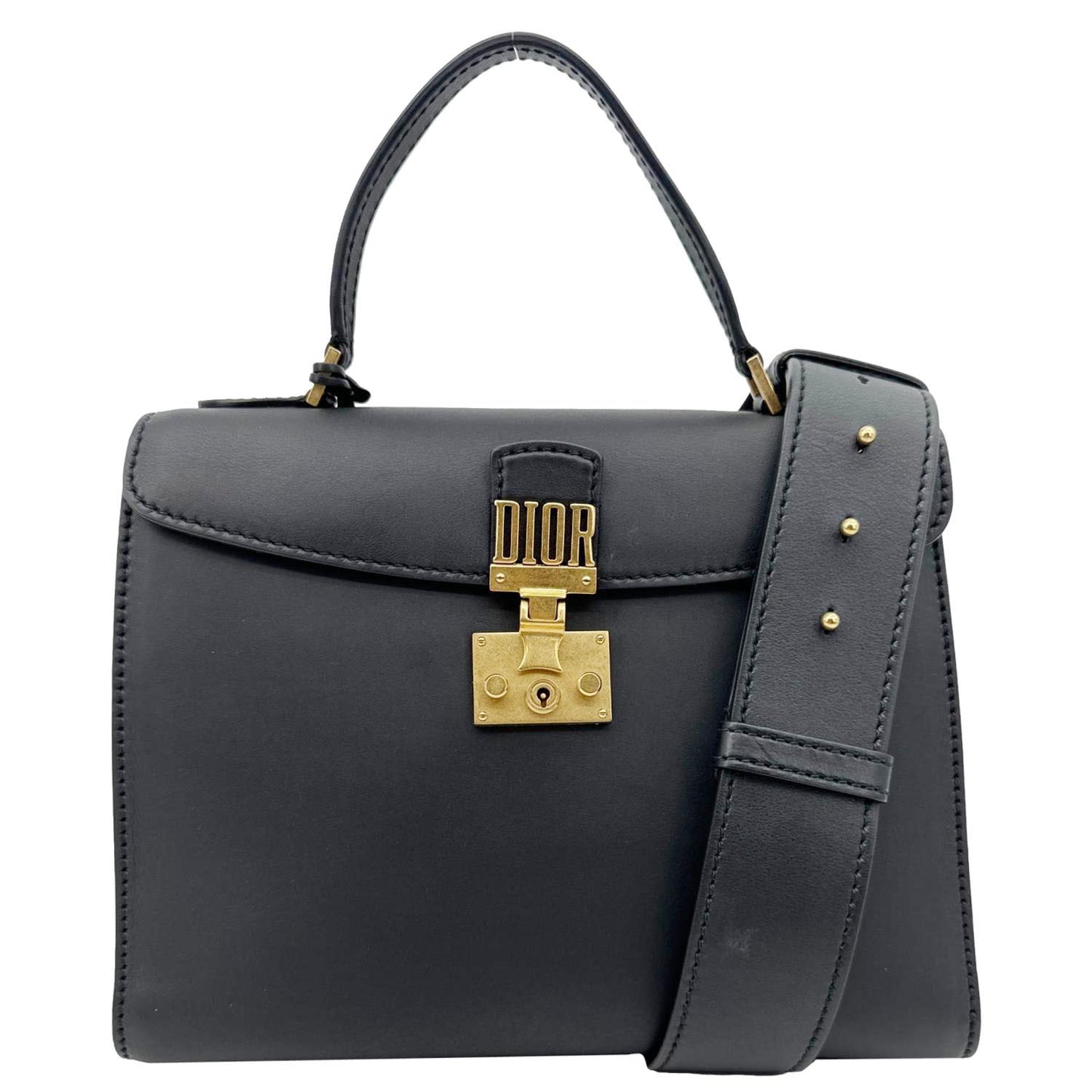 Dior Crossbody Bag Addict Leather Black Top Handle