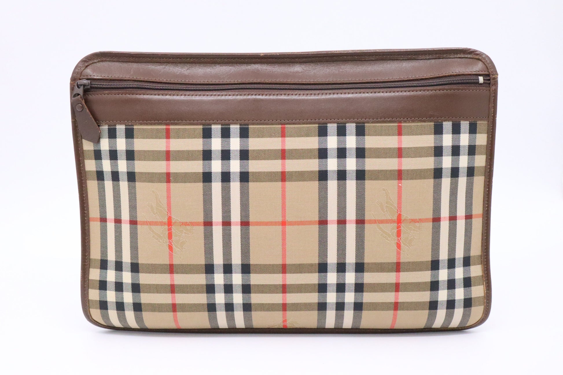 Burberry Clutch In Check Canvas Brown Clutch Bag Check Canvas 1