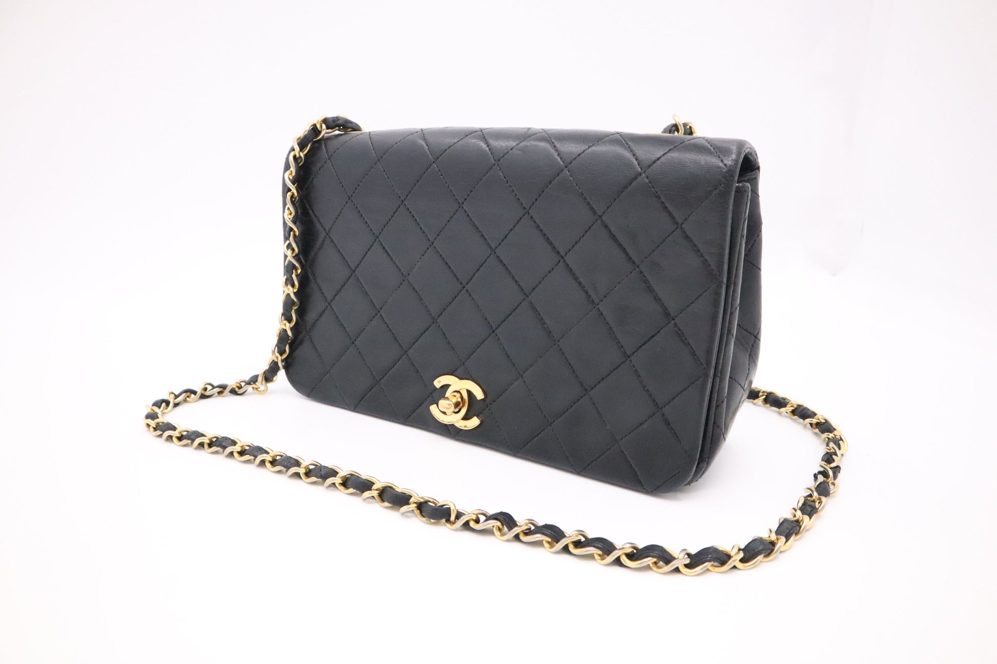 Chanel Full Flap MattelassÃ© Black Leather Handbag