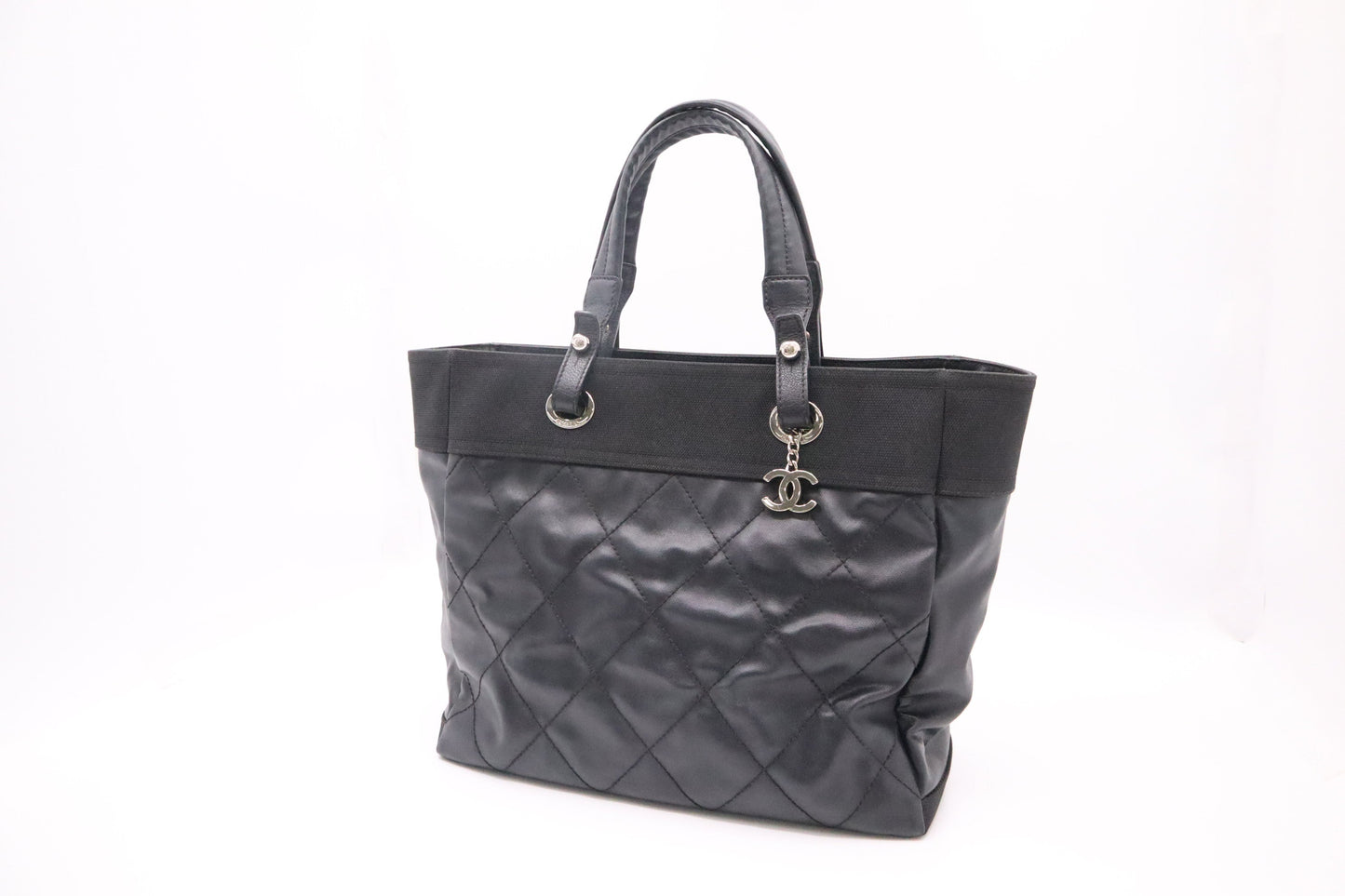 Chanel Paris Biarritz MattelassÃ© Black Leather Tote Bag