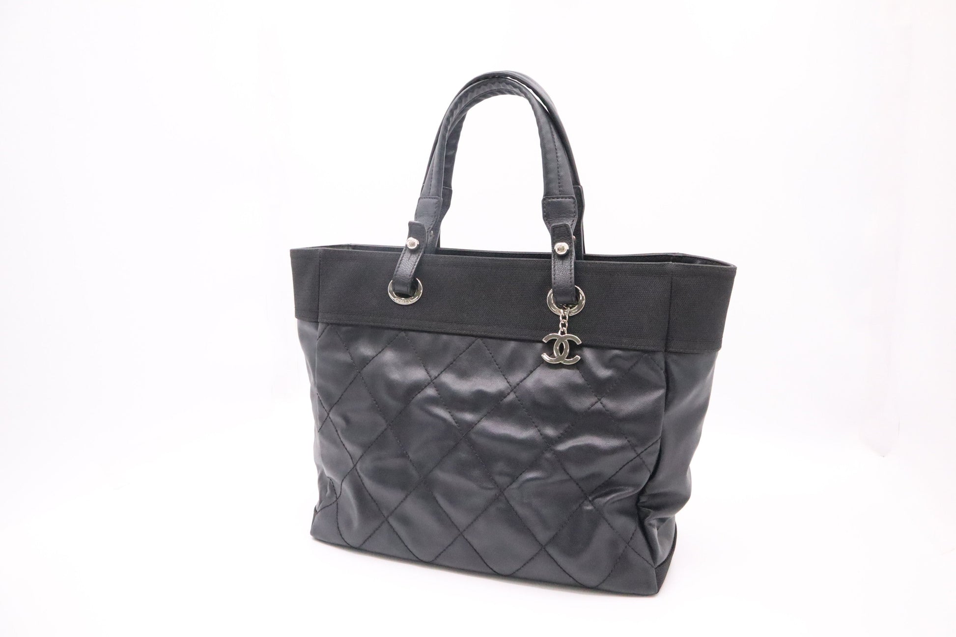 Chanel Paris Biarritz MattelassÃ© Black Leather Tote Bag
