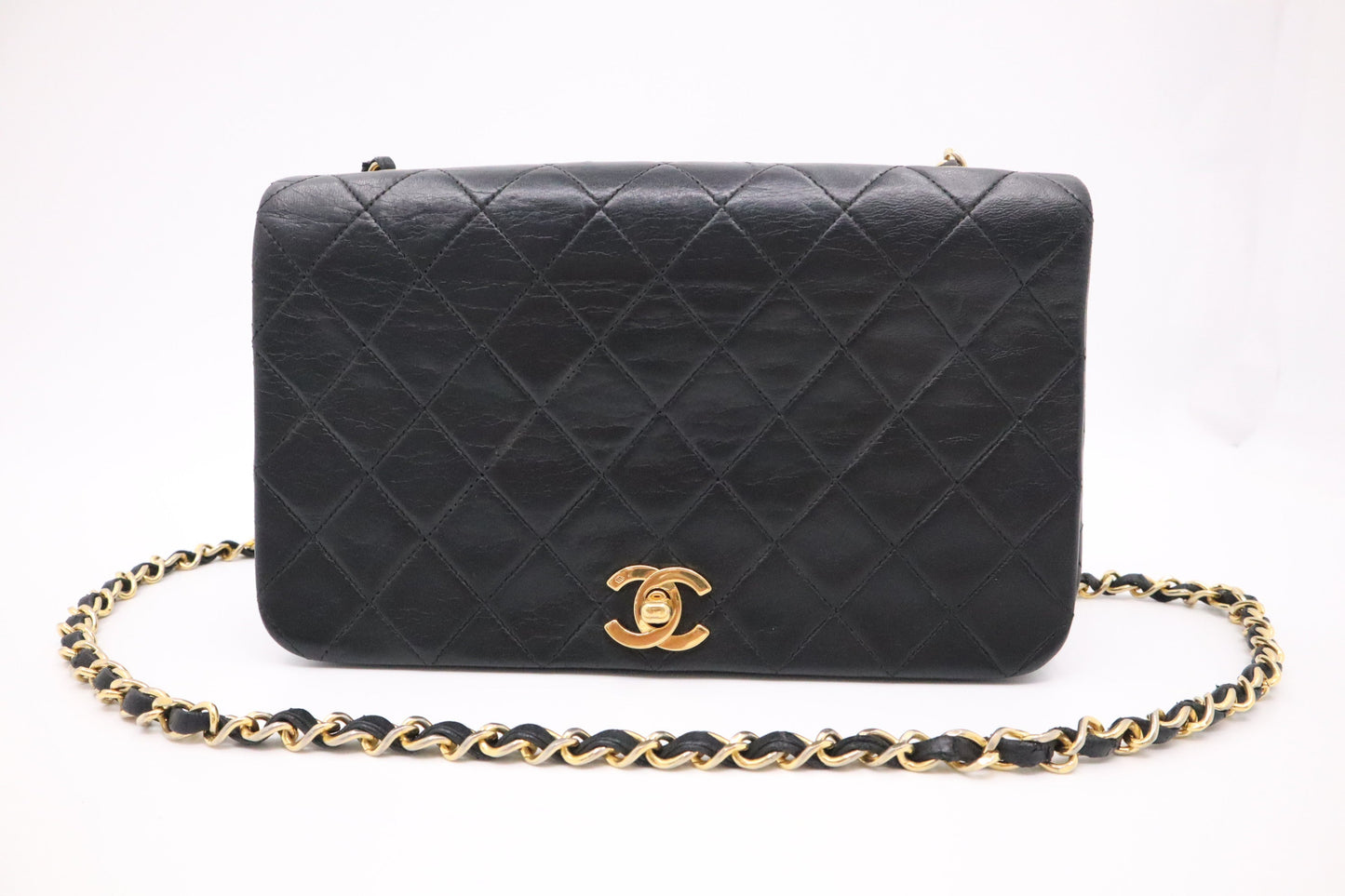 Chanel Full Flap MattelassÃ© Black Leather Handbag