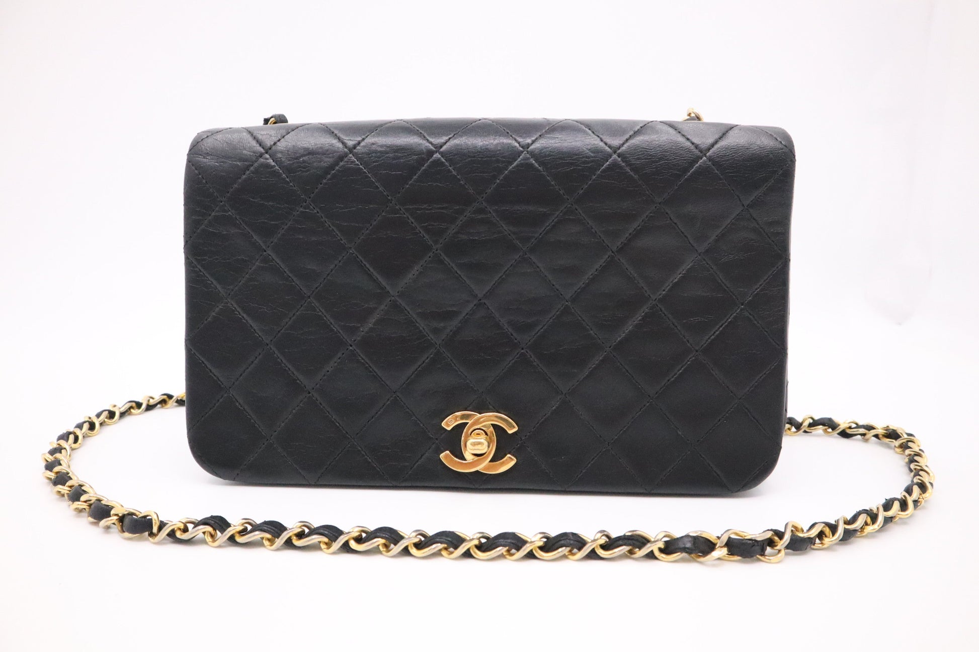 Chanel Full Flap MattelassÃ© Black Leather Handbag