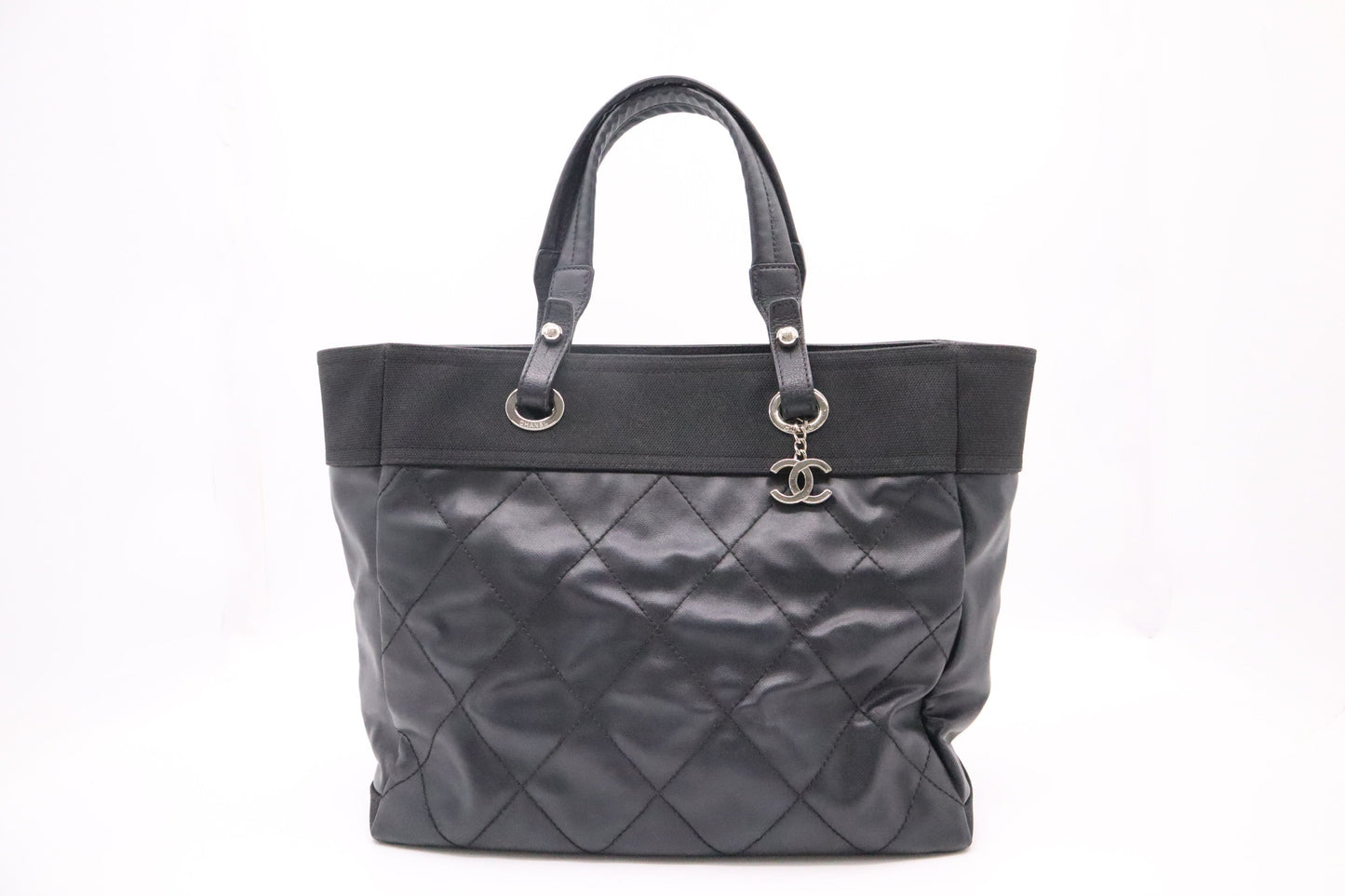 Chanel Paris Biarritz MattelassÃ© Black Leather Tote Bag