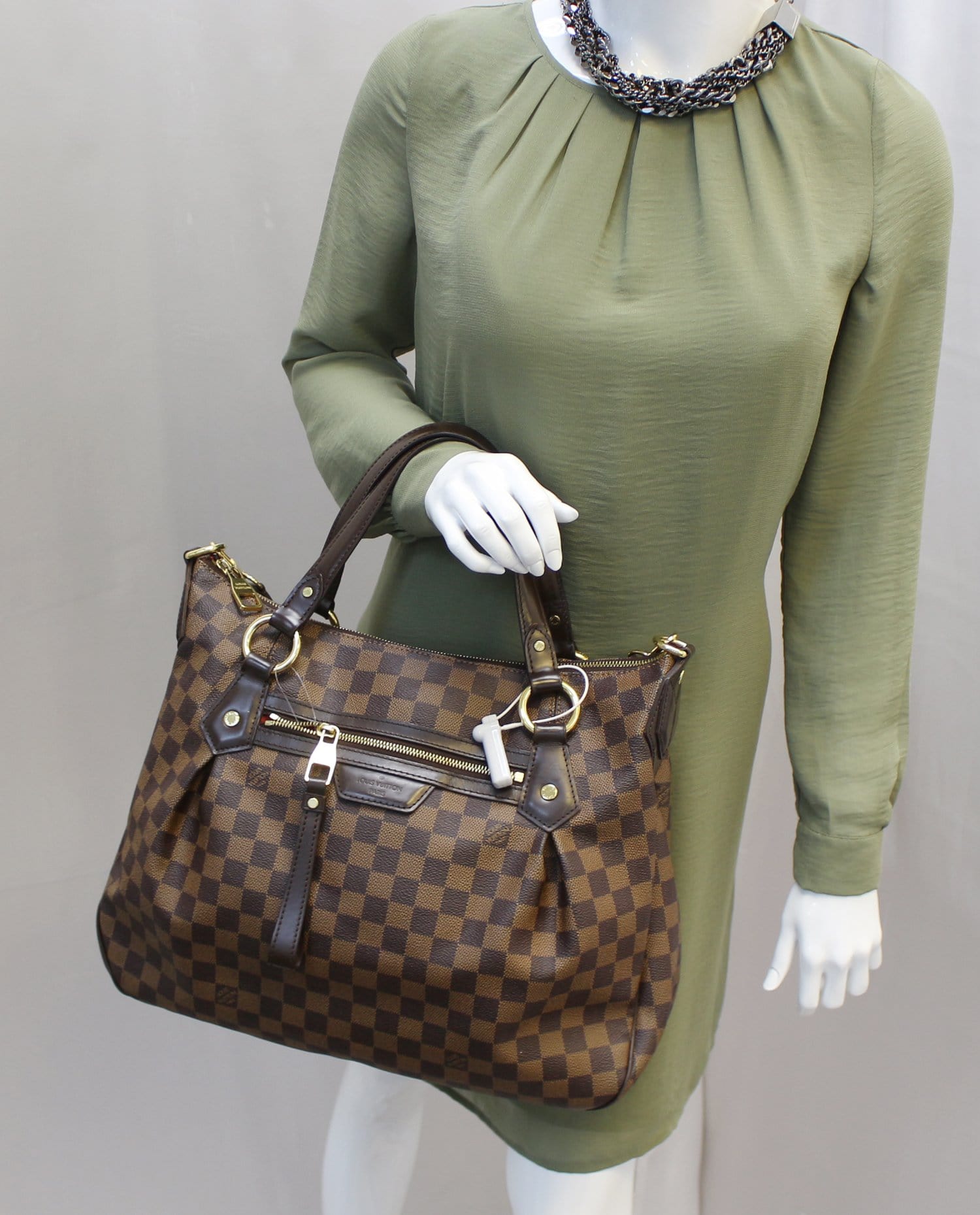 Louis Evora Mm Damier Ebene Tote Shoulder Shoulder Bag