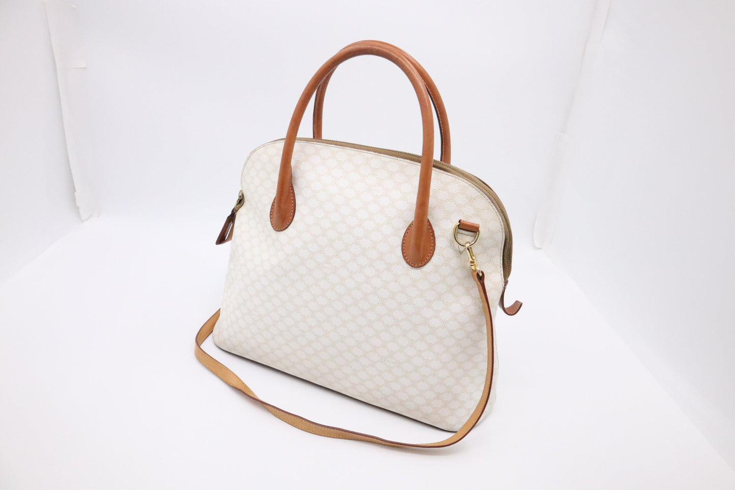 Celine Handbag In Macadam Canvas White Travel Bag
