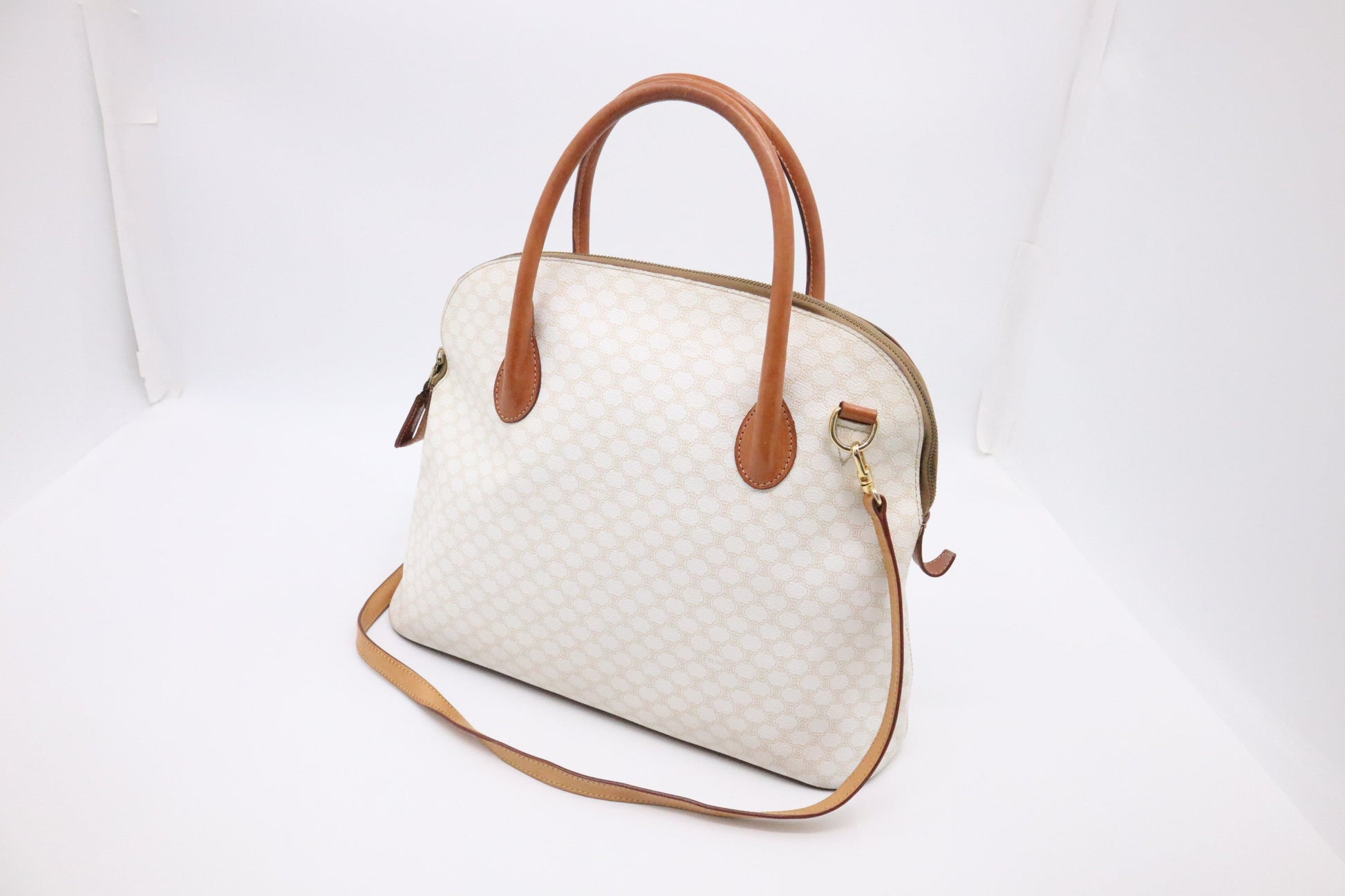 Celine Handbag In Macadam Canvas White Travel Bag