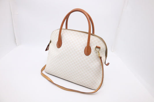 Celine Handbag In Macadam Canvas White Travel Bag