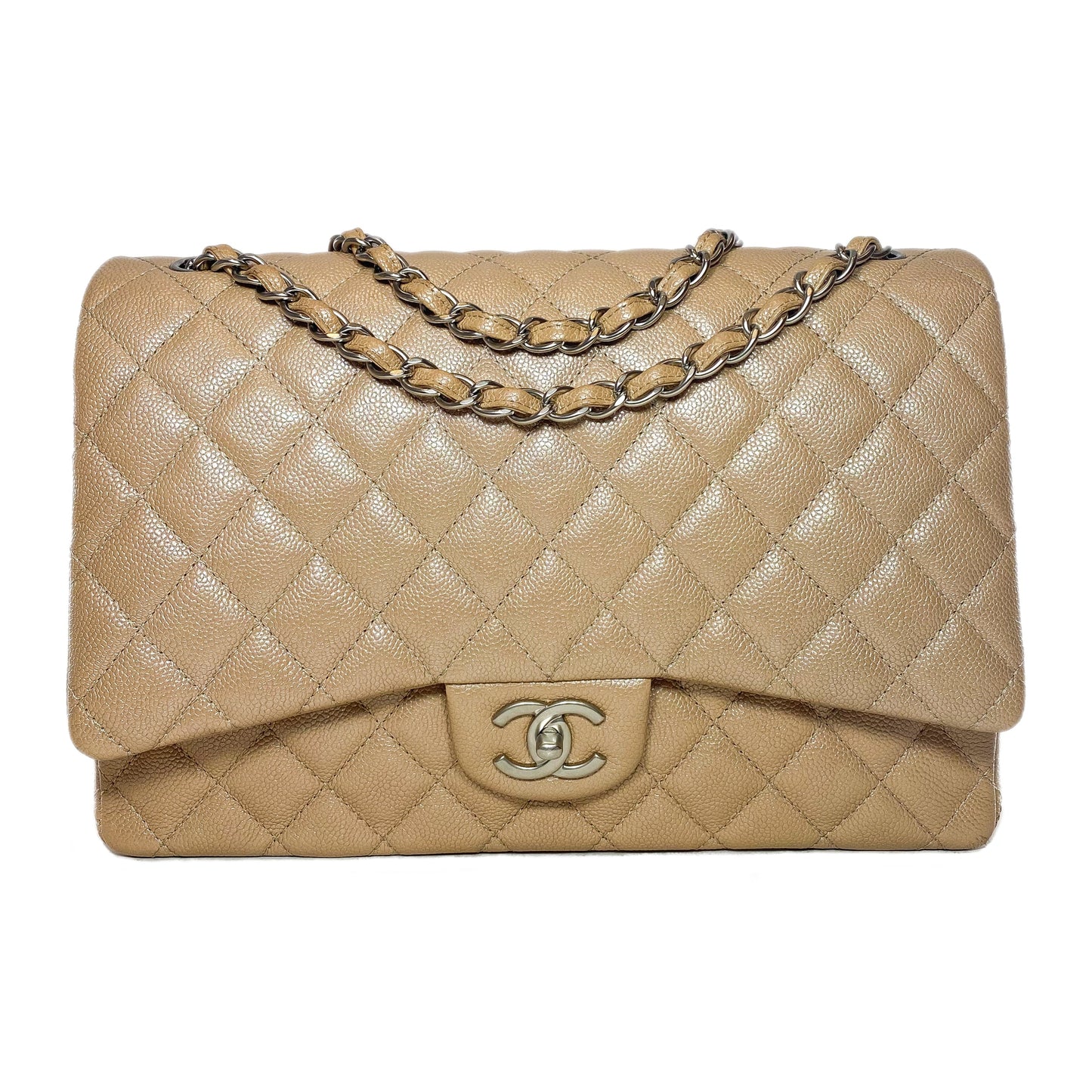 Chanel Maxi Iridescent Beige Flap Bag