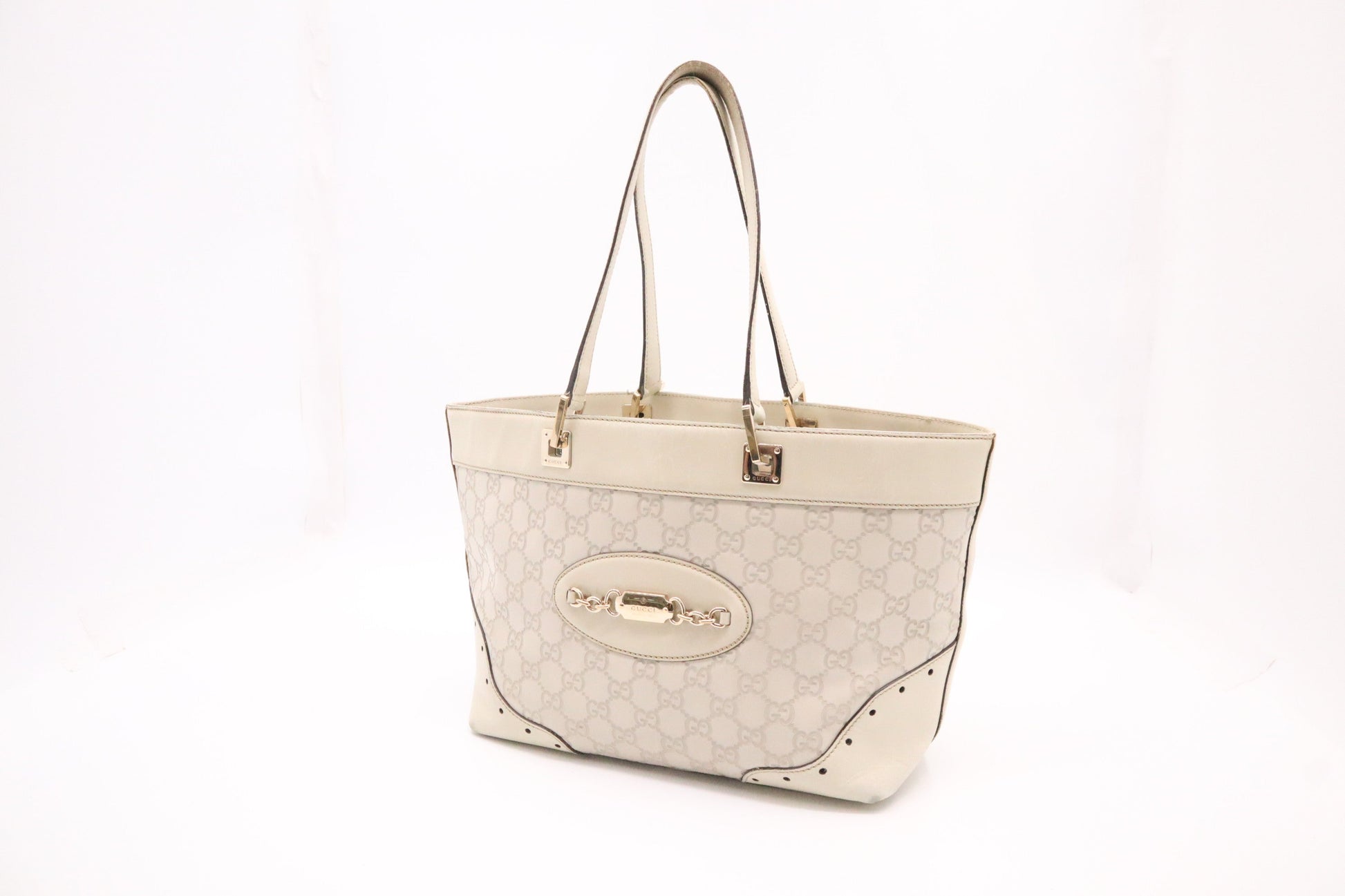 Gucci Punch Tote In ssima Leather Beige Tote Bag