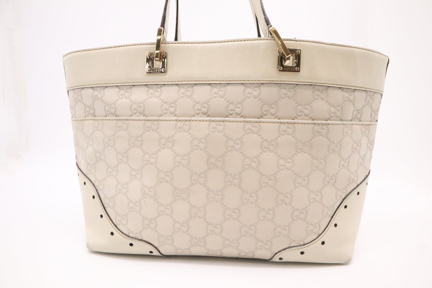 Gucci Punch Tote In ssima Leather Beige Tote Bag