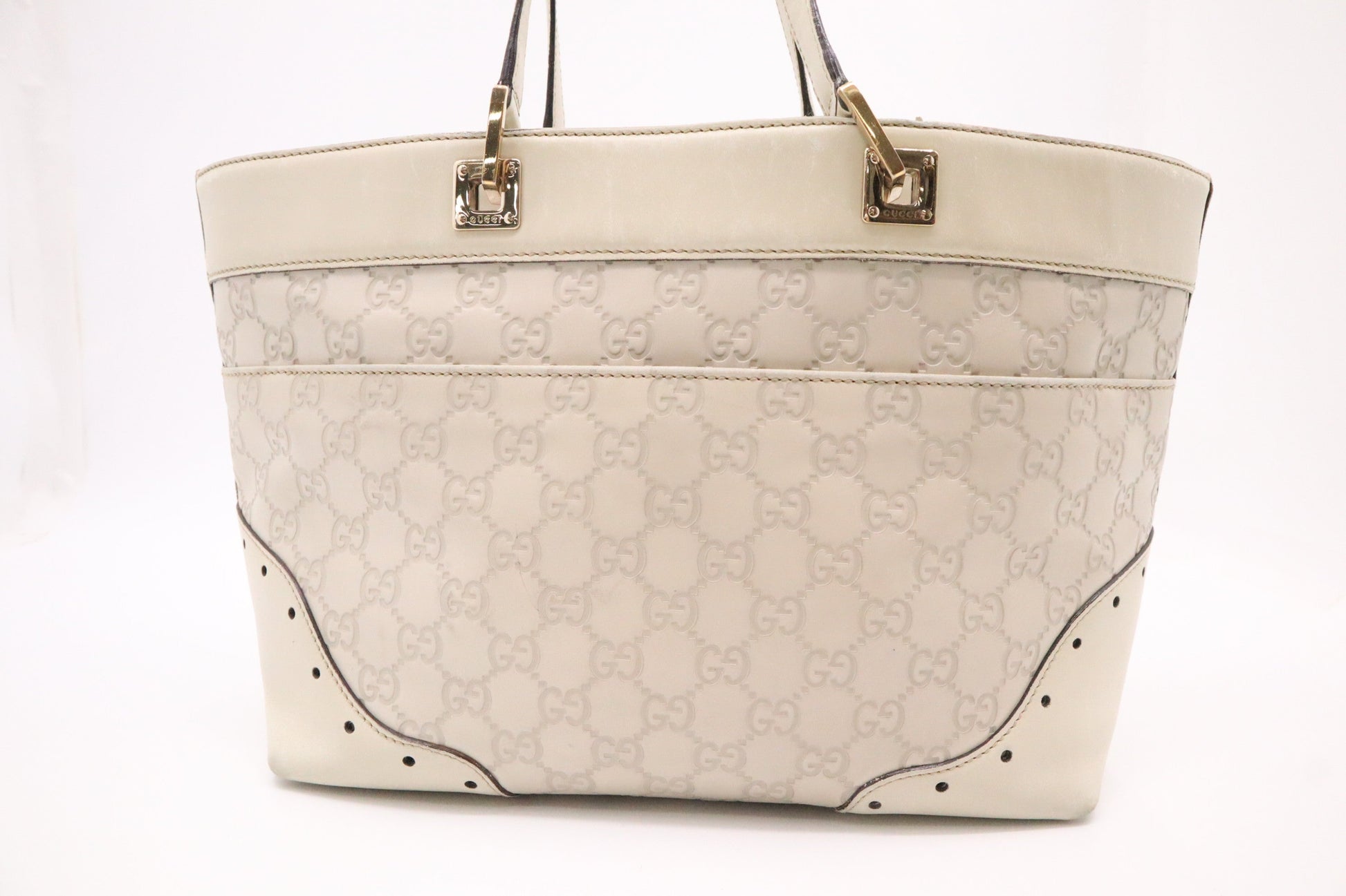 Gucci Punch Tote In ssima Leather Beige Tote Bag