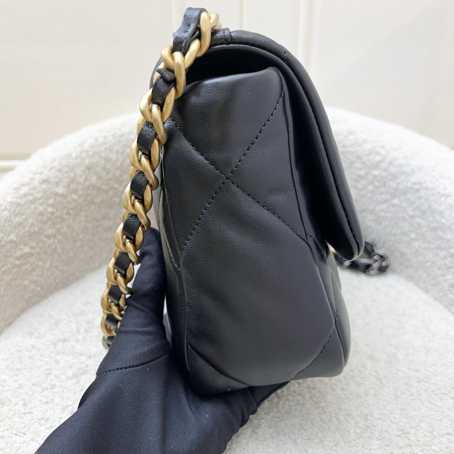 Chanel 19 Small Flap in Black Lambskin and 3-tone HW