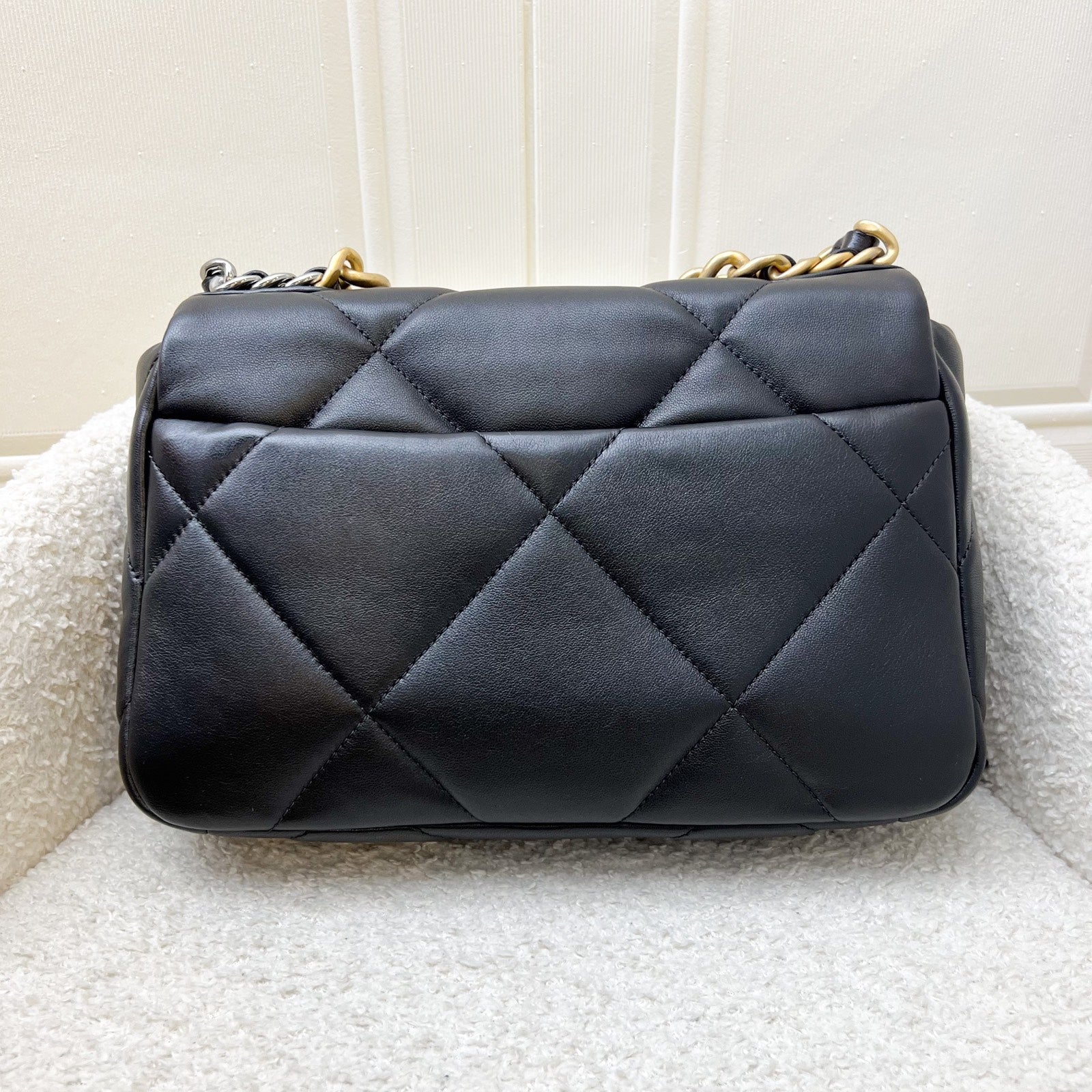 Chanel 19 Small Flap in Black Lambskin and 3 Tone Hw Handbag