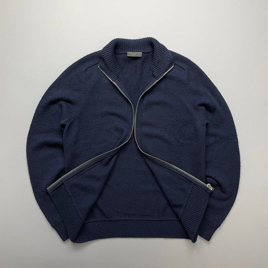 Prada Handbag Cashmere Knit -Through Jumper Navy Zip
