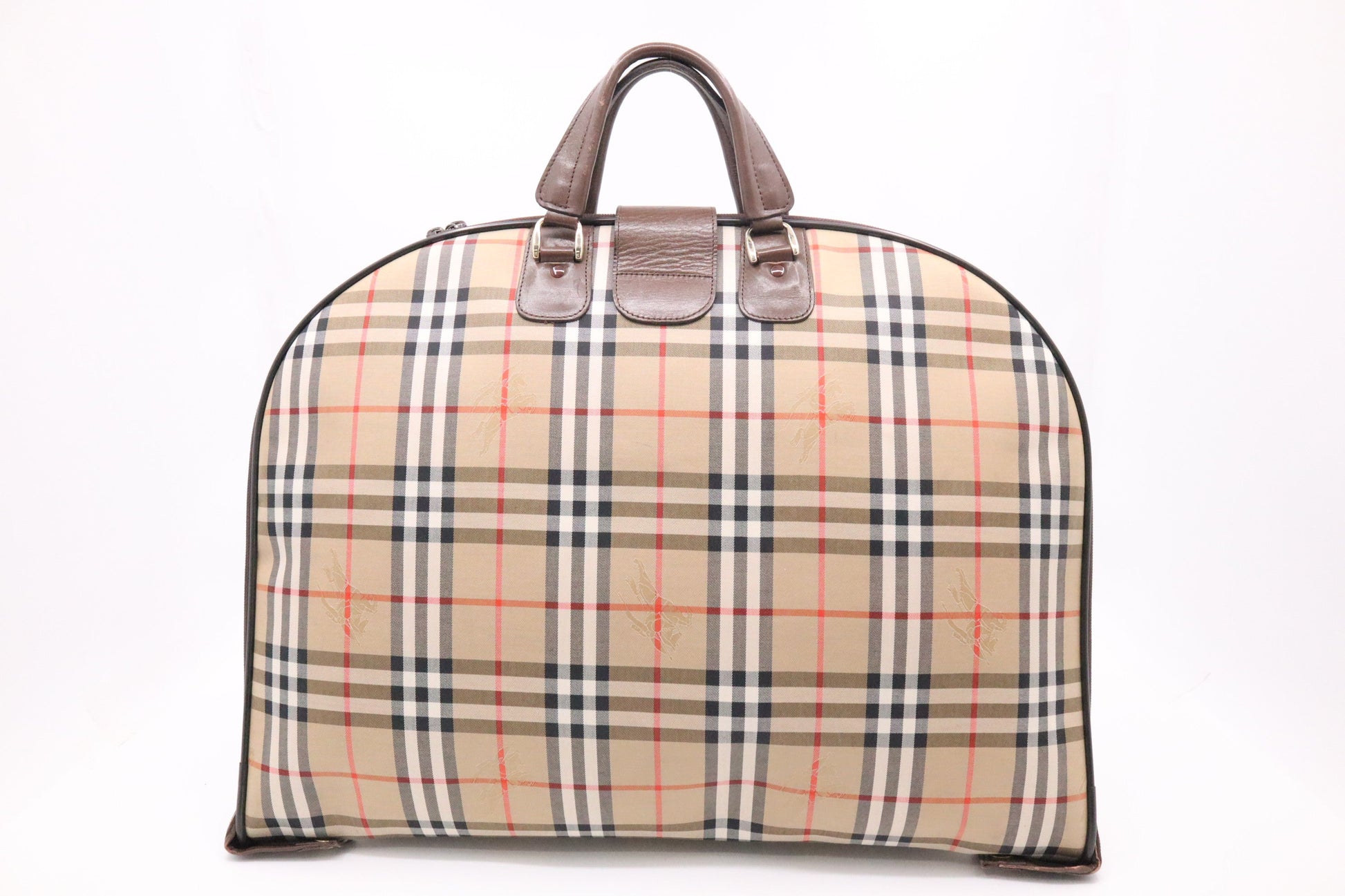 Burberry Travel Garment Bag In Checked Canvas Brown Travel Bag