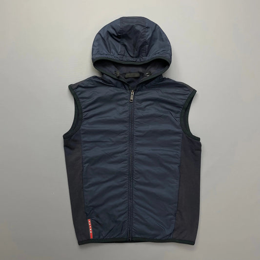 Prada Handbag Sport Hooded Gilet Vest Nylon Navy