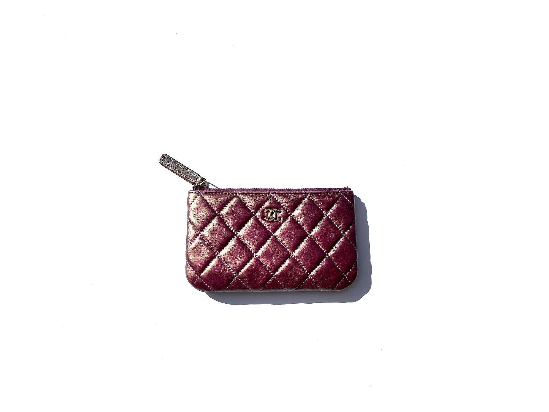 Chanel Iridescent Purple Small Quilted Zip Pouch O Case Bag