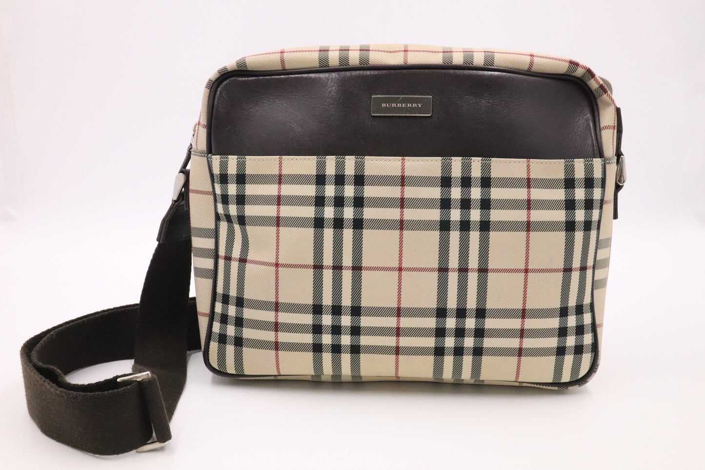 Burberry Messenger Bag In Check Canvas Beige