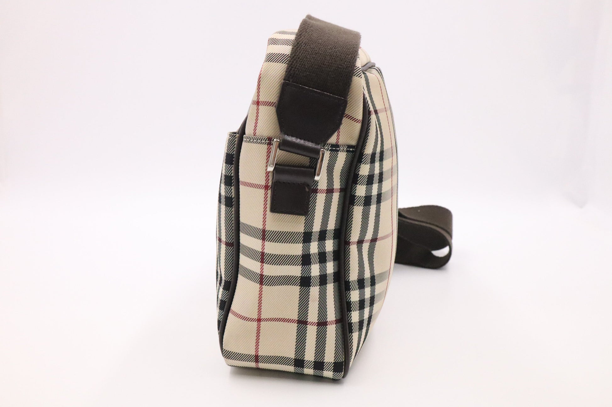 Burberry Messenger Bag In Check Canvas Beige