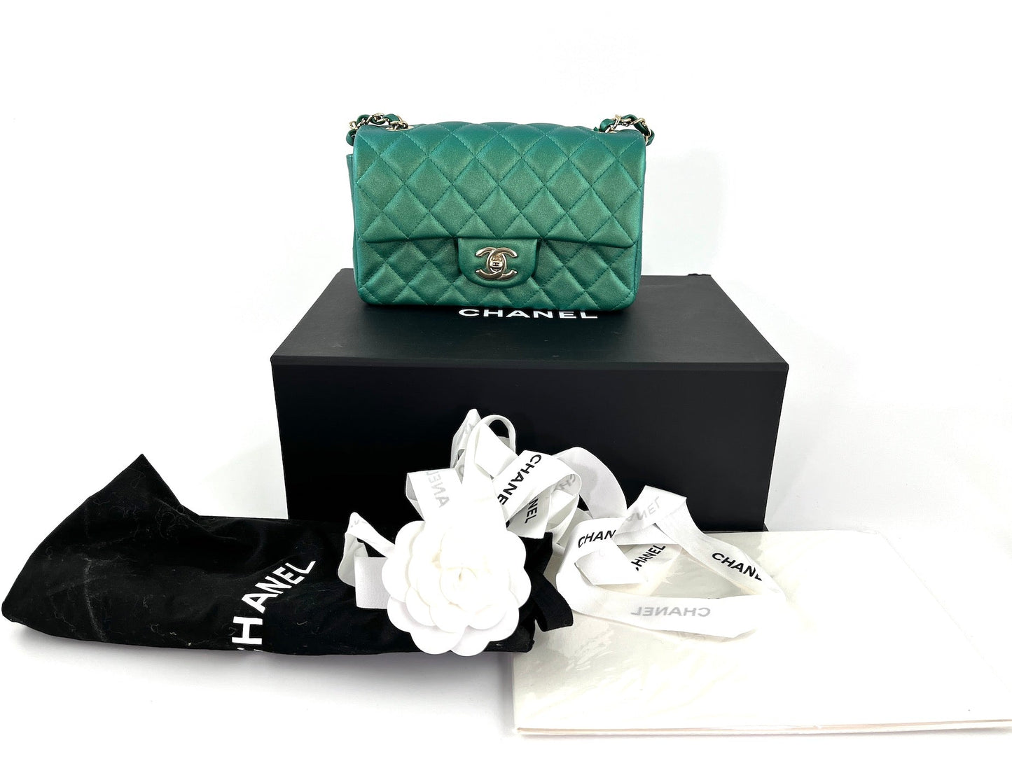 Chanel Iridescent Green Rectangular Mini Flap Bag
