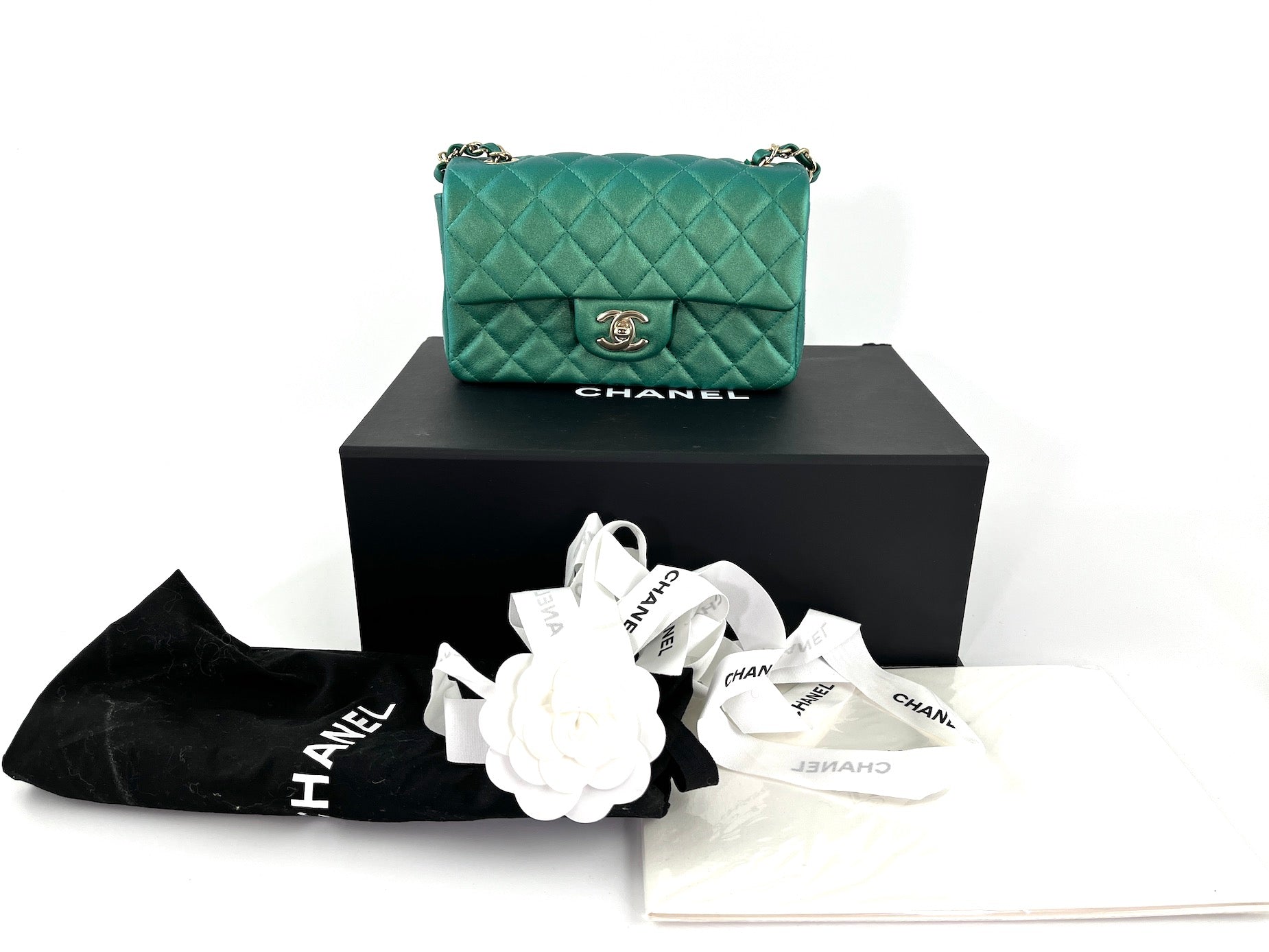 Chanel Iridescent Green Rectangular Mini Flap Bag
