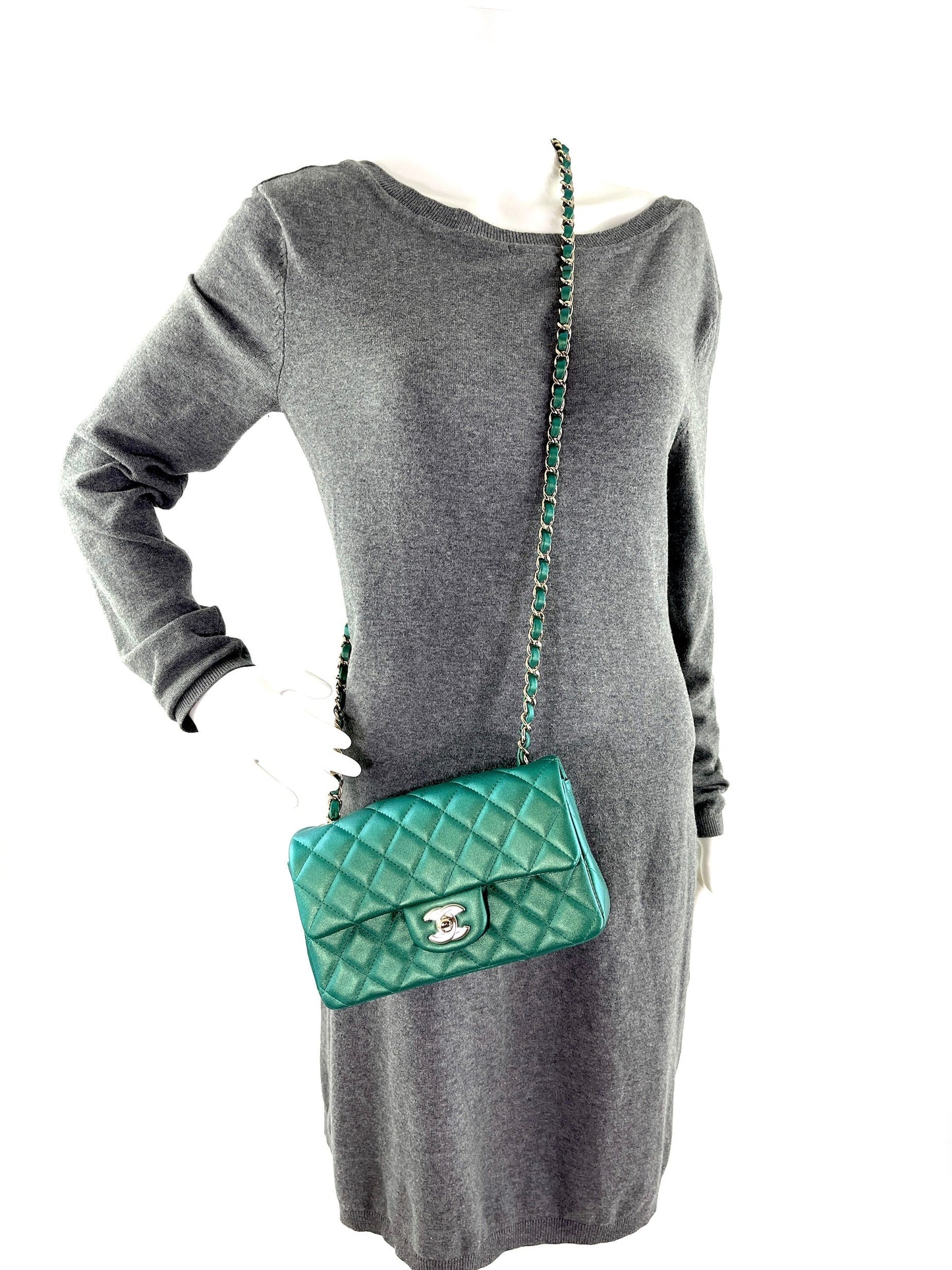 Chanel Iridescent Green Rectangular Mini Flap Bag