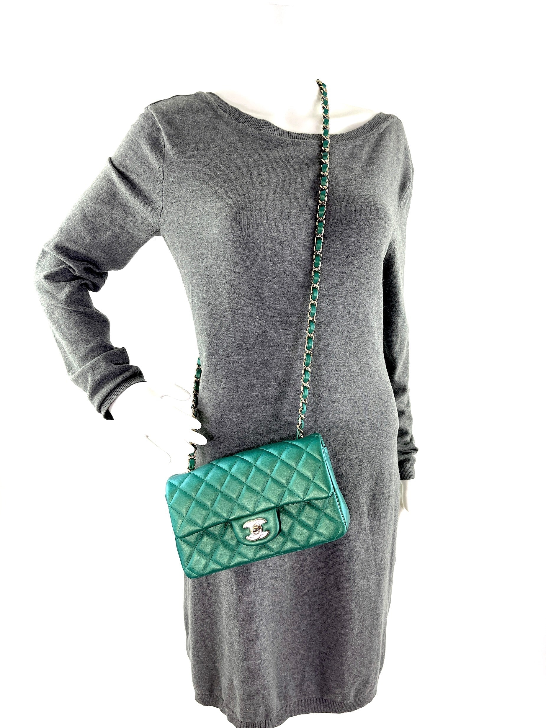 Chanel Iridescent Green Rectangular Mini Flap Bag