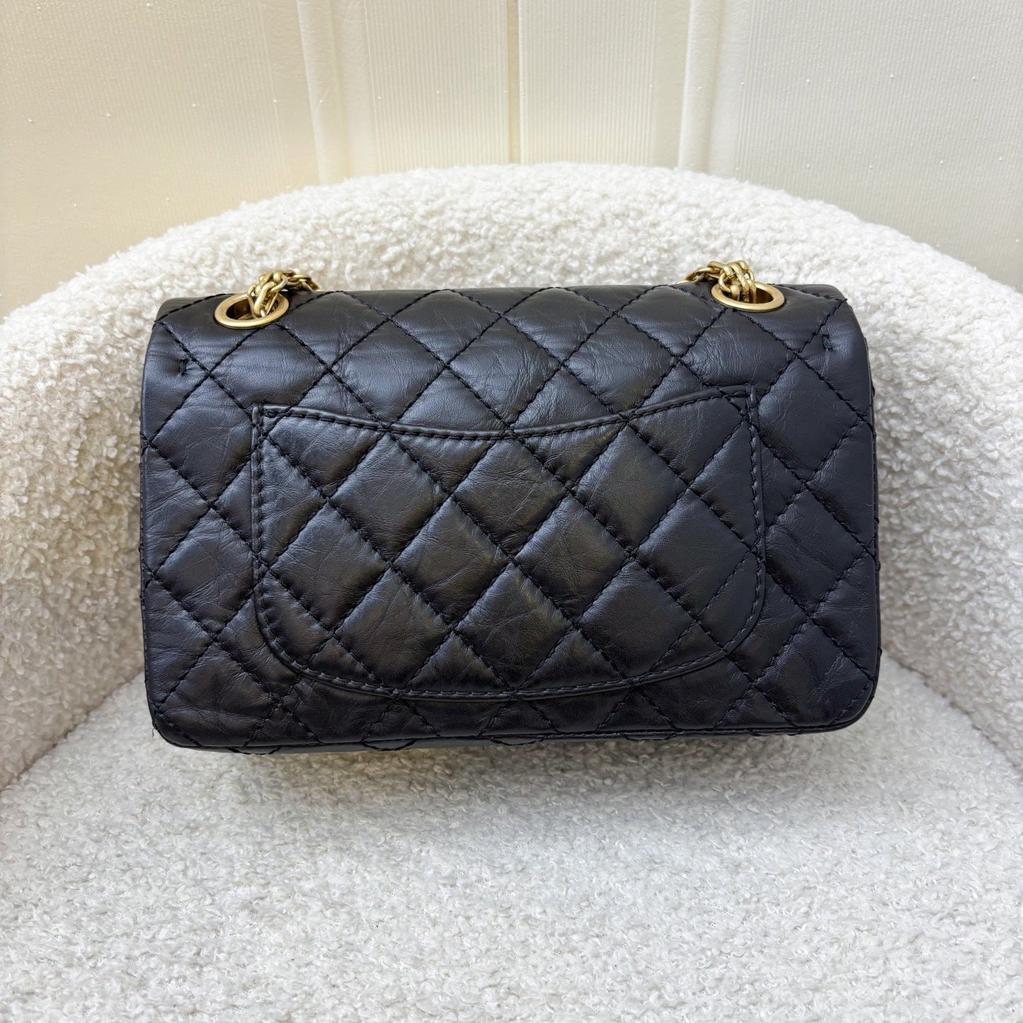 Chanel Classic 2.55 Reissue Mini Flap in Black Distressed Calfskin Aghw ( ) Handbag