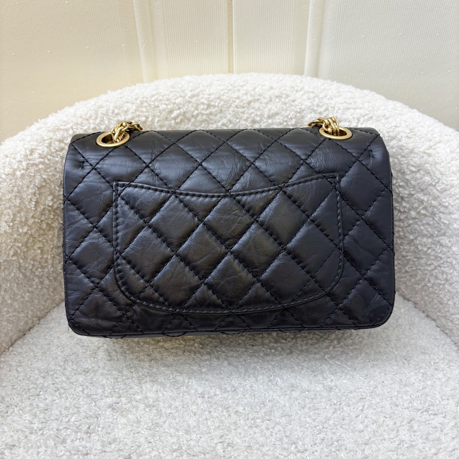 Chanel Classic 2.55 Reissue Mini Flap in Black Distressed Calfskin Aghw ( ) Handbag
