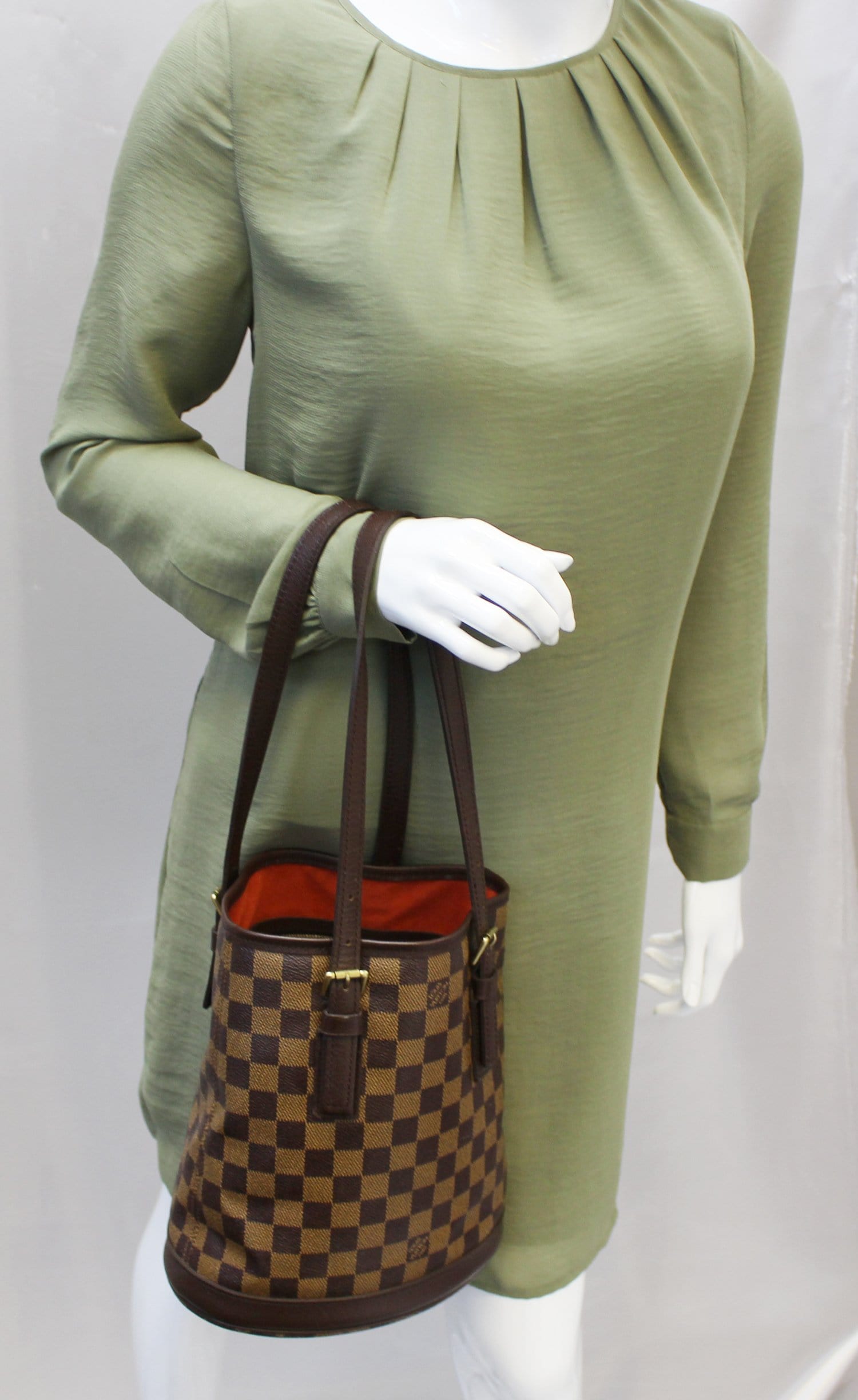 Louis Damier Ebene Marais Bag Brown Bucket Shoulder Bag