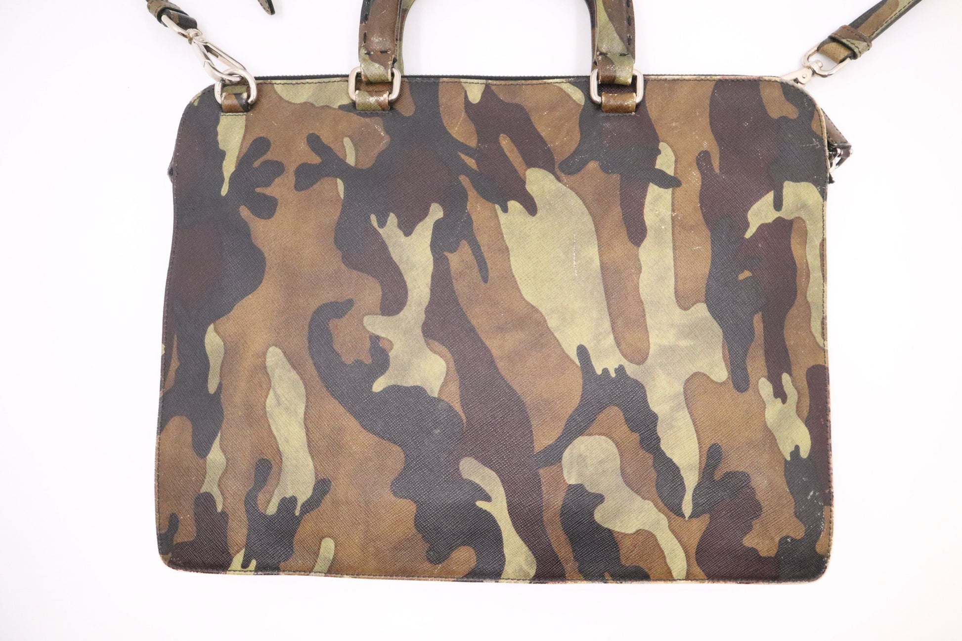 Prada Business Bag In Camouflage Leather Travel Bag