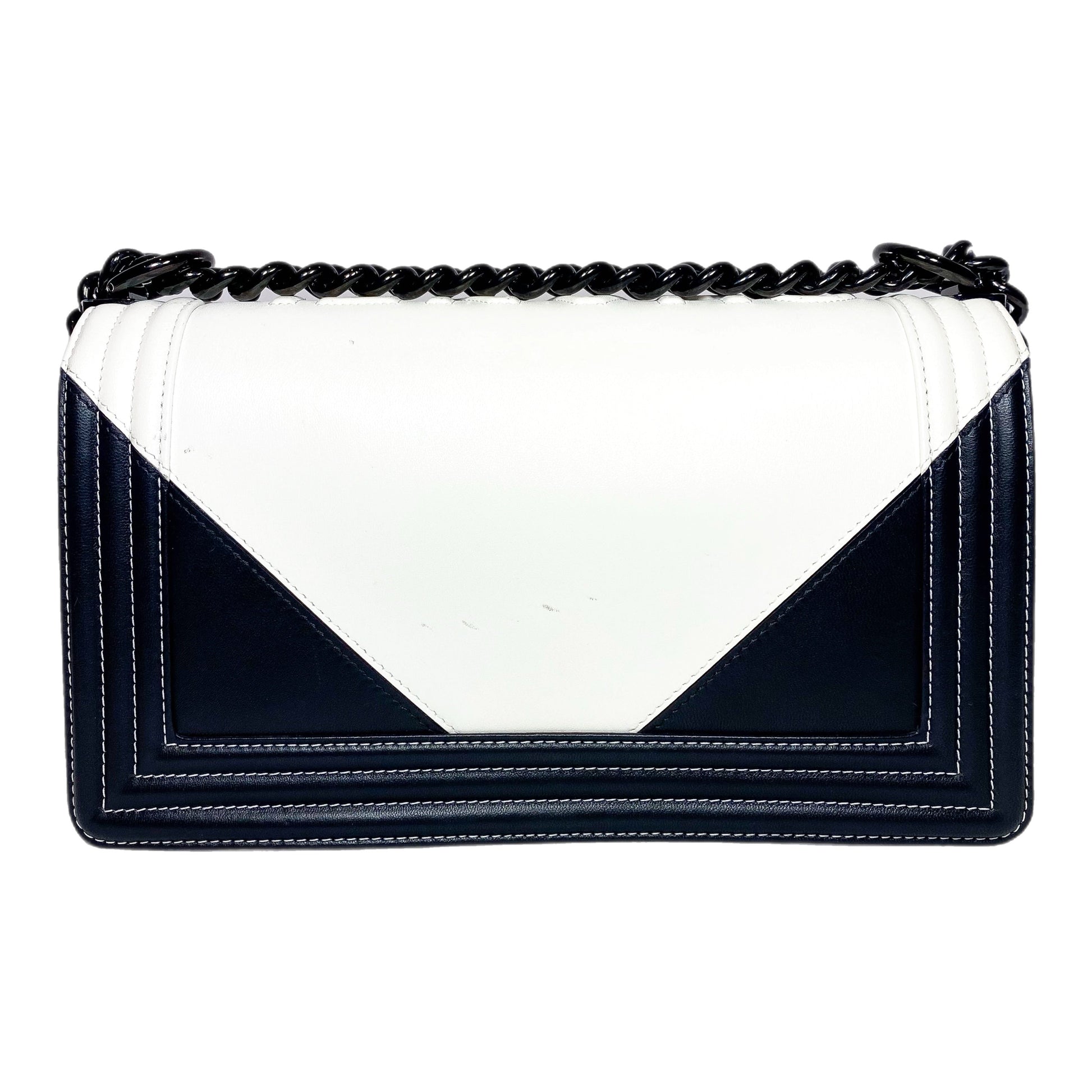 Chanel Black and White Geometric New Medium Boy Bag