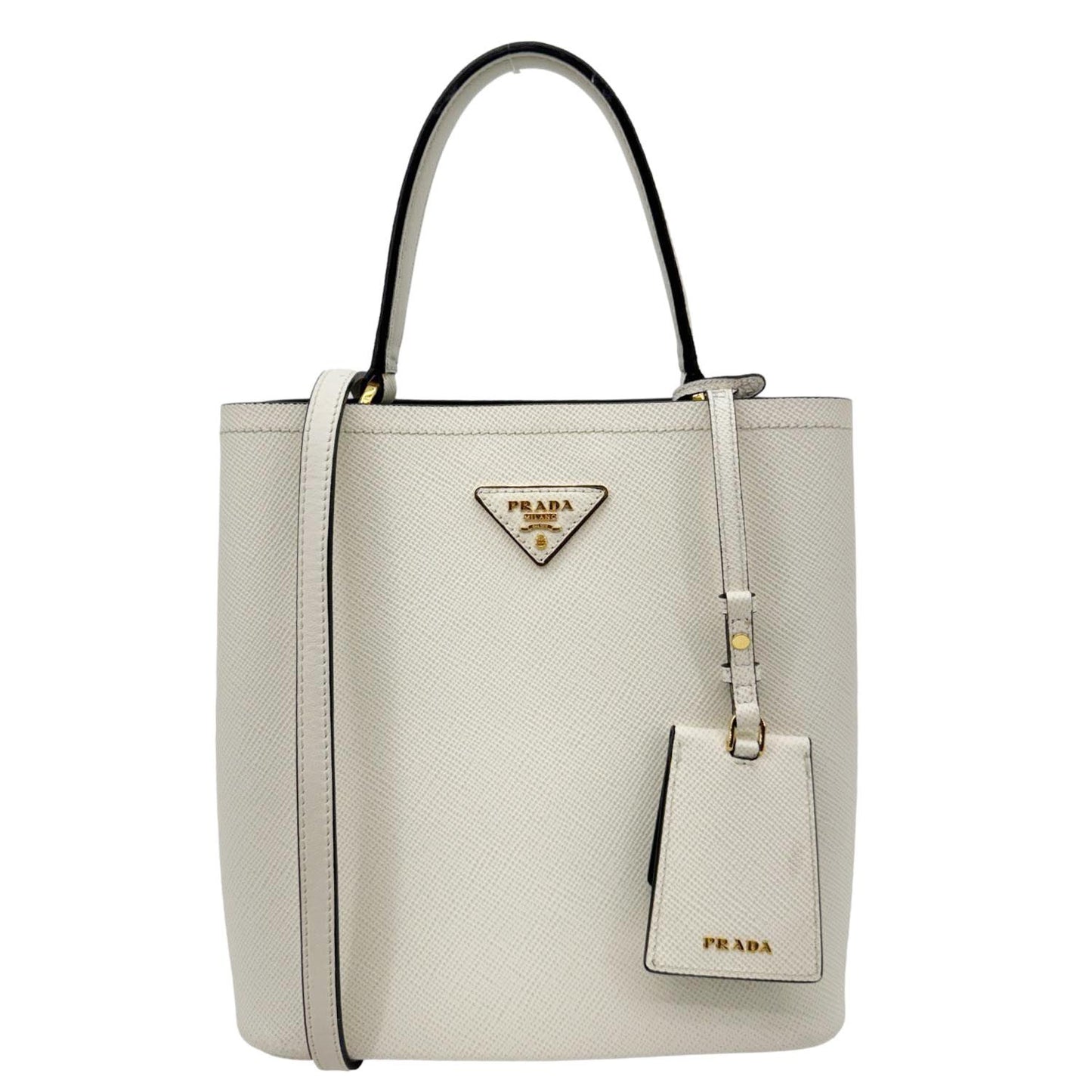 Panier Saffiano Cuir Bag Leather White Bucket Bag