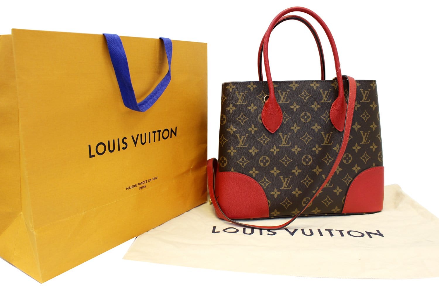 Louis Cherry Flandrin Tote Shoulder Bag Canvas Monogram