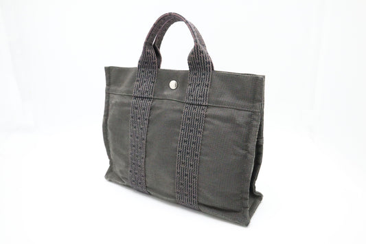 Hermes Herline Fourre Tout Pm In Grey Handbag Canvas Travel Bag