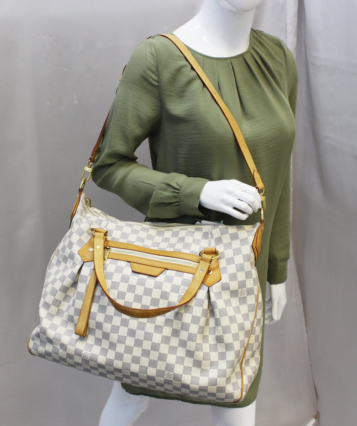 Louis Evora Gm Damier Azur Tote Shoulder Shoulder Bag